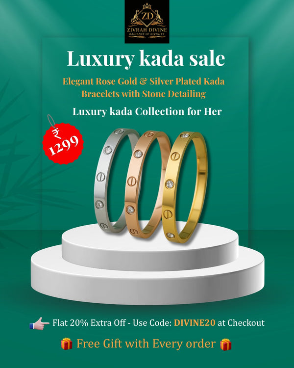 Luxury Kada Collection – Rose Gold, Silver & Golden Finish