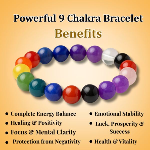 Powerful 9 Chakra Healing Bracelet – Balance, Positivity & Protection