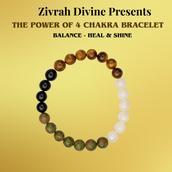 4 Chakra Healing Energy Bracelet – Natural Crystal Beads for Balance & Protection