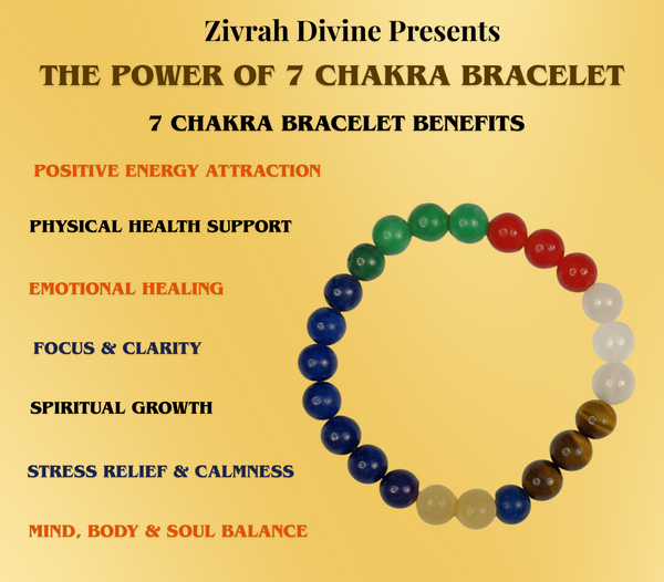 7 Chakra Healing Energy Bracelet – Natural Crystal Beads for Balance & Positivity