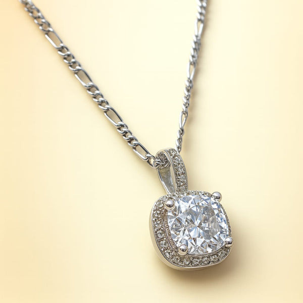Luxury Diamond Style Pendant with Chain – Elegant Sparkling Necklace
