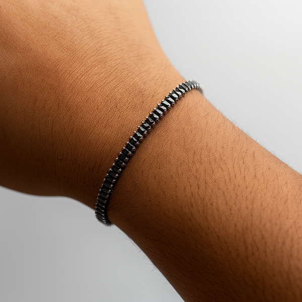 Stylish Unique Luxury men's & women's bracelet made of natural Black stone, resistant to changes.