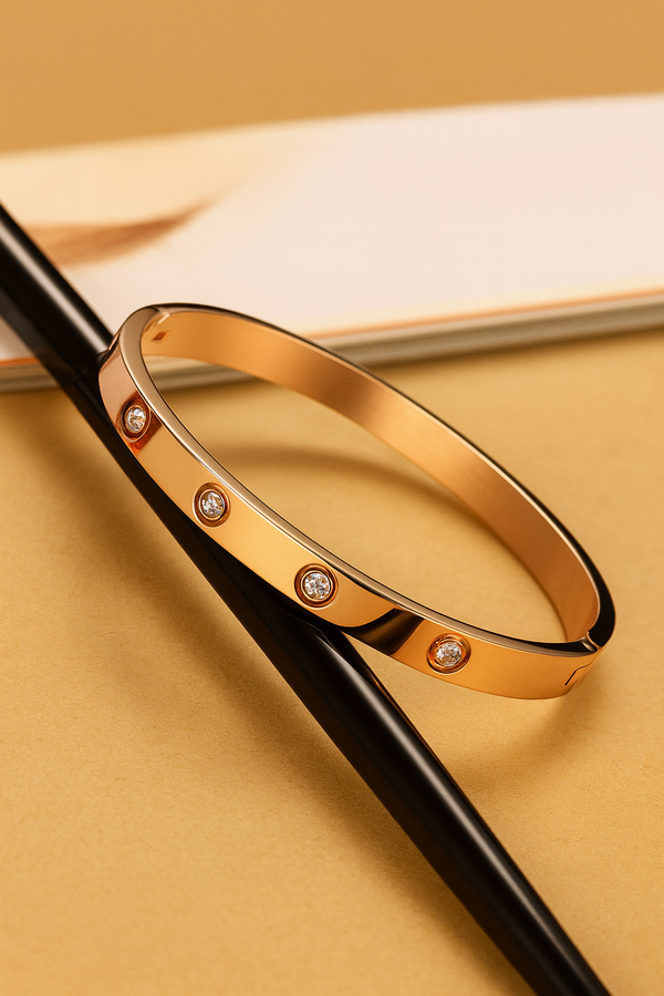 Celebrity Luxury Women's & Girls Bronze Stainless Steel Screw Kada Anti Tarnish Cuff Bracelet Kada