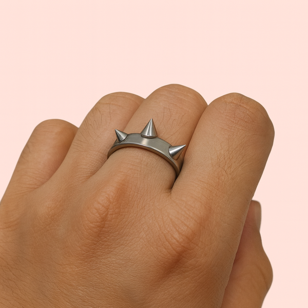 Men’s Punk Rock Stainless Steel Spiked Ring – Bold Gothic Fashion Jewellery for Bikers & Trendsetters