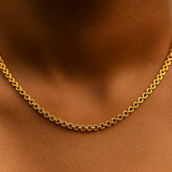 Luxury 18k Dual Plating Stylish Round Shap Golden Neck Chain For Men & Women