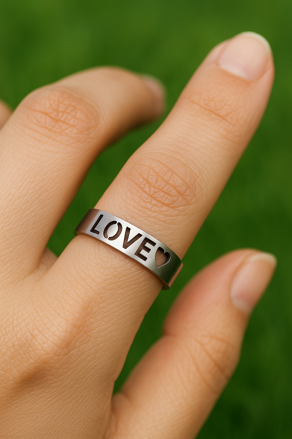 Love Ring for Couples – Stainless Steel Band with Heart Engraving | Romantic Gift for Him & Her